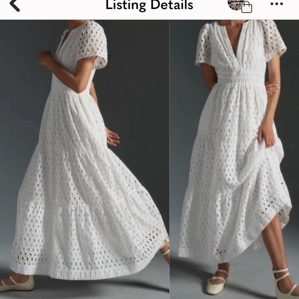 Anthropologie The Somerset Maxi Dress Eyelet Edition in White Size XL